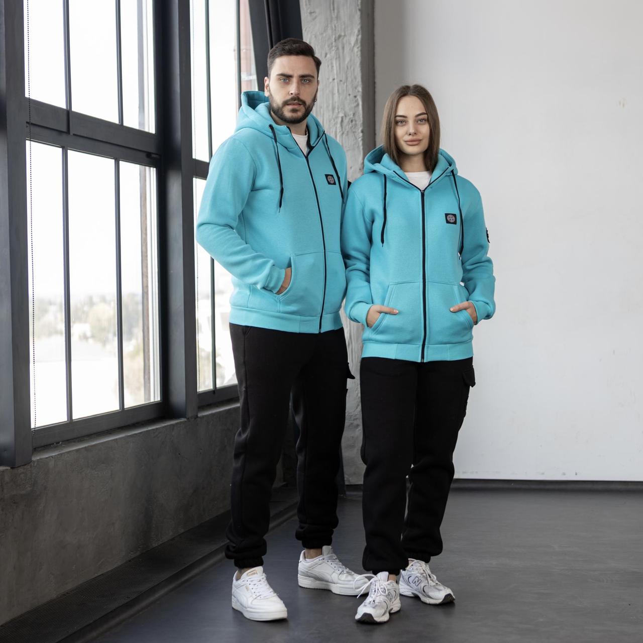 Мужской спортивный костюм Stone Island осень-зима костюм на флисе с капюшоном молодежный модный