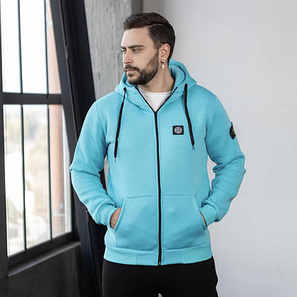 Мужской спортивный костюм Stone Island осень-зима костюм на флисе с капюшоном молодежный модный, фото 3