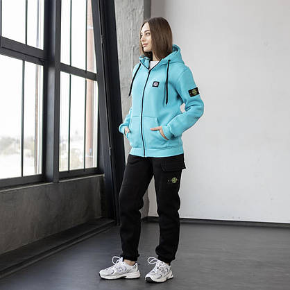 Мужской спортивный костюм Stone Island осень-зима костюм на флисе с капюшоном молодежный модный, фото 6