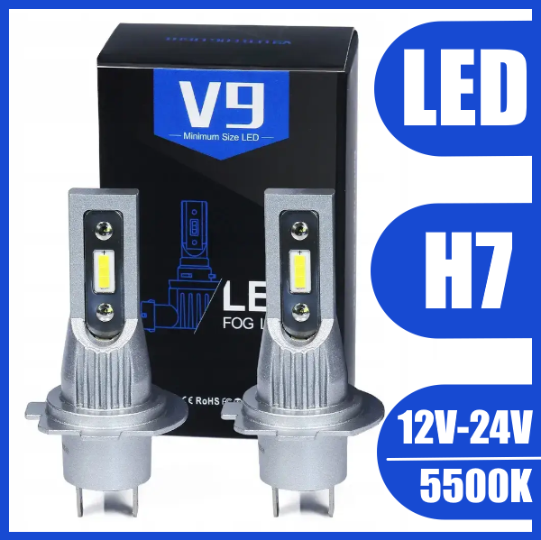 Світлодіодні LED-лампи для авто H7 12 V-24 V9 5500 K 60 W 360° Megalight