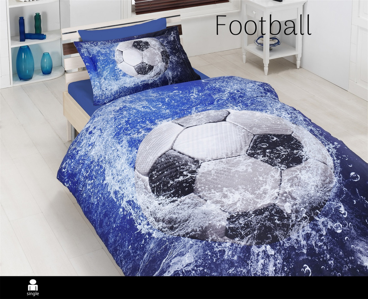 Постільна білизна сатинова полуторний розмір Frist choice 3D Football