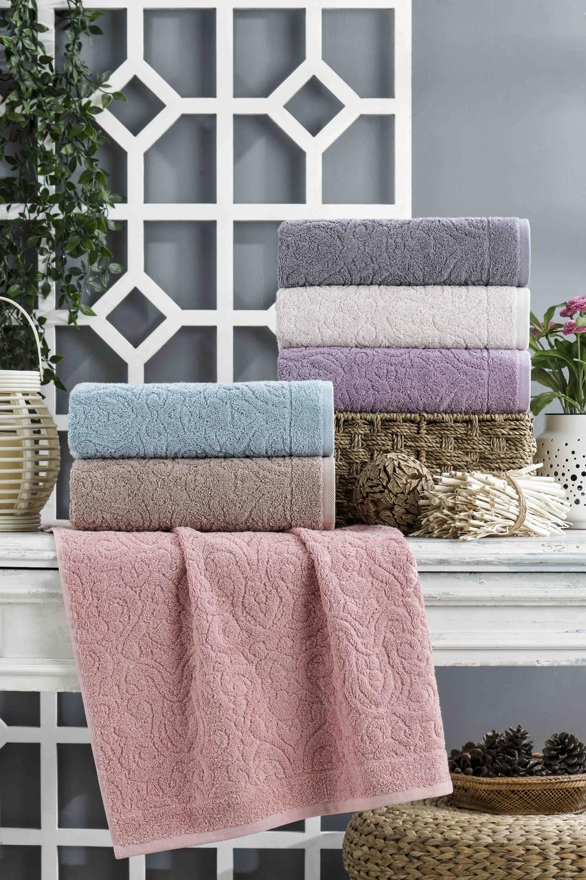 Рушники жакардові в упаковці 6 штук 70 на 140 см Туреччина Hanibaba vip cotton