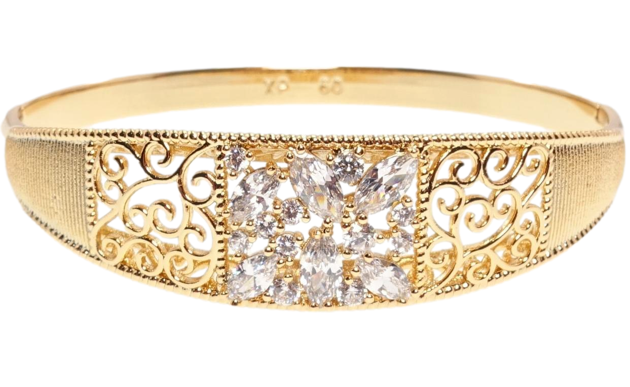 Браслет Xuping Позолота 18K "Вензельний різьблений орнамент із вставкою з цирконію" ø 6см
