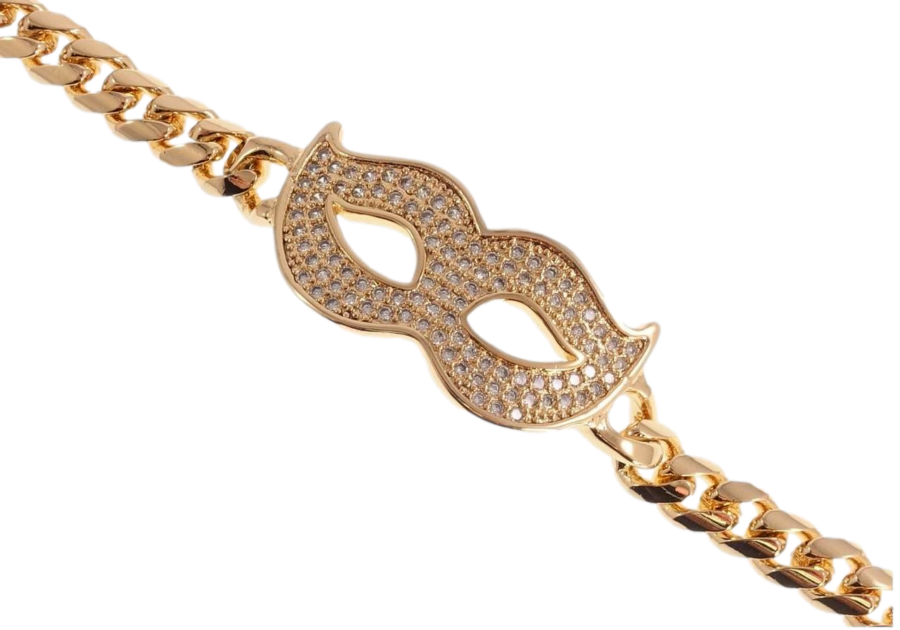 Браслет Xuping Позолота 18K "Панцирне плетіння із вставкою маска" довжина 19см х 6-14мм