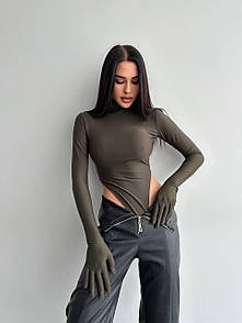 Жіночий боді хакі з рукавичкою