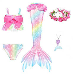 Купальник Русалоньки для дівчаток з віночком і прикрасою