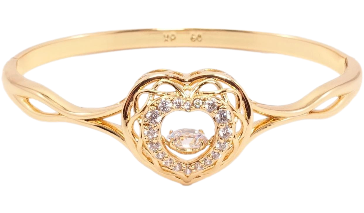 Браслет Xuping Позолота 18K "Серце з танцювальним кристалом" ø 5,7см