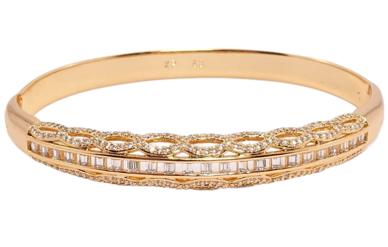 Браслет Xuping Позолота 18K "По канту ланцюжка з овальних ланок з інкрустацією цирконій" ø 6см