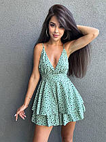 Крутий комбінезон із софту на бретельках із шортами спідницею, фото 2