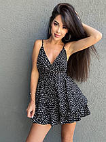 Крутий комбінезон із софту на бретельках із шортами спідницею, фото 4