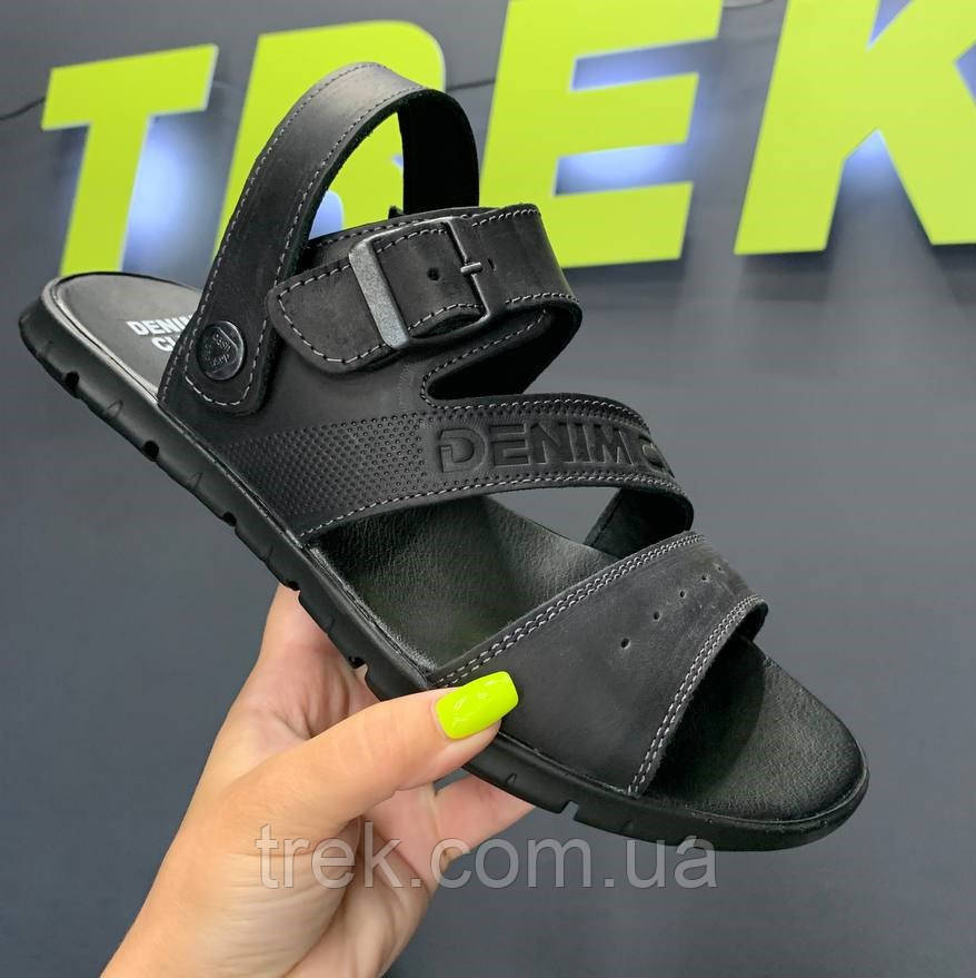 Босоніжки чоловічі шкіряні чорні /10647/-41р