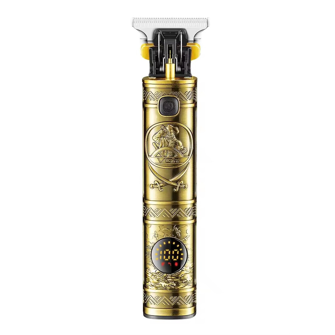 Тример акумуляторний для бороди та волосся VGR V-097 з LED дисплеєм Gold (3_05190)