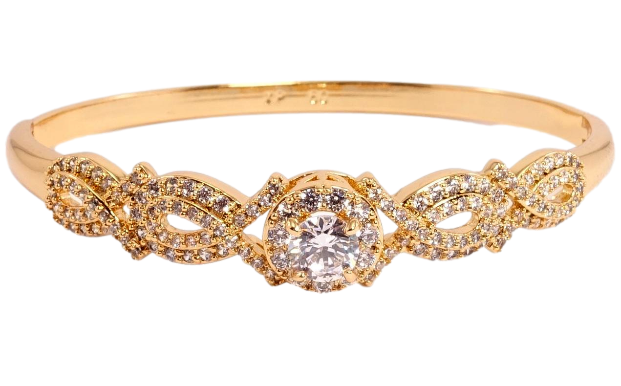 Браслет Xuping Позолота 18K "Петельки цирконій із кристалом у круглій оправі" ø 6см