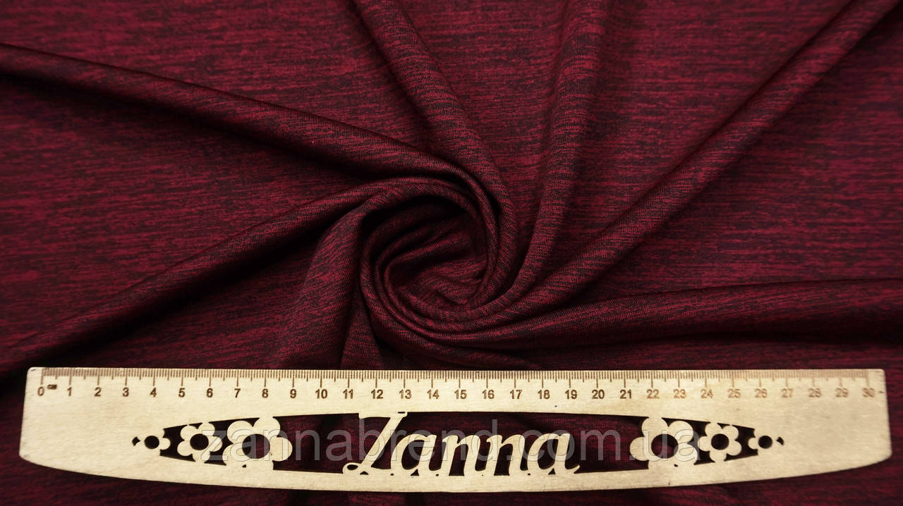 Тканина двонитка колір бордовий з чорним меланжем, фото 1