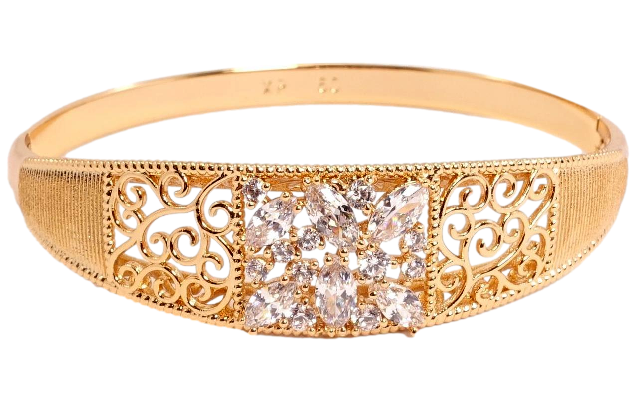 Браслет Xuping Позолота 18K "Ажурний різьблений візерунок та декоративна інкрустація кристалами" ø 6см