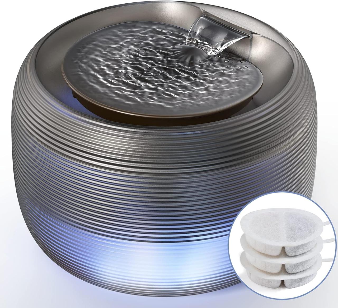 Фонтан для води для кішок, надтихий, фонтан для води для домашніх тварин об'ємом 84 рідких унції/2,5 л для кішок та собак, фото 1