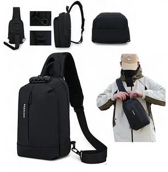 Чоловіча сумка-слінг через плече 31*19 см на блискавці з кишенями в різних варіантах Kay