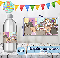Наклейка на пляшку "Кіт Пушин" (12х6см)