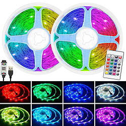 Комплект 2шт Світлодіодна RGB стрічка від USB з пультом 5050, 5м / Підсвічування для меблів / Гнучка стрічка для дому