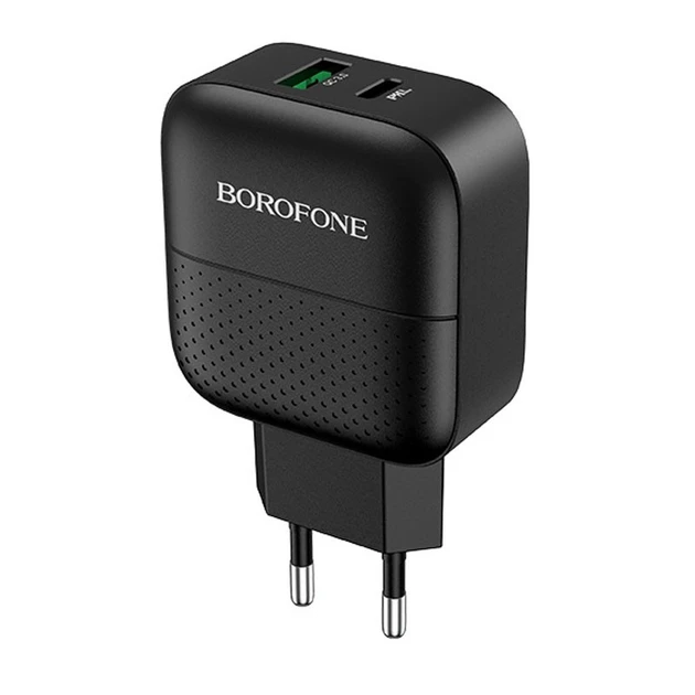 Зарядний пристрій Borofone BA46A 1USB/1Type-C/3A/18W PD QC3.0 Black