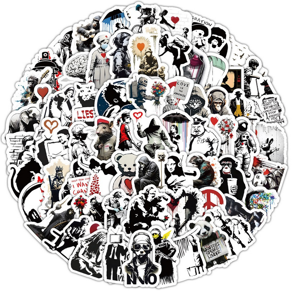 Стікерпак винілові наліпки Бенксі стікери 100 шт