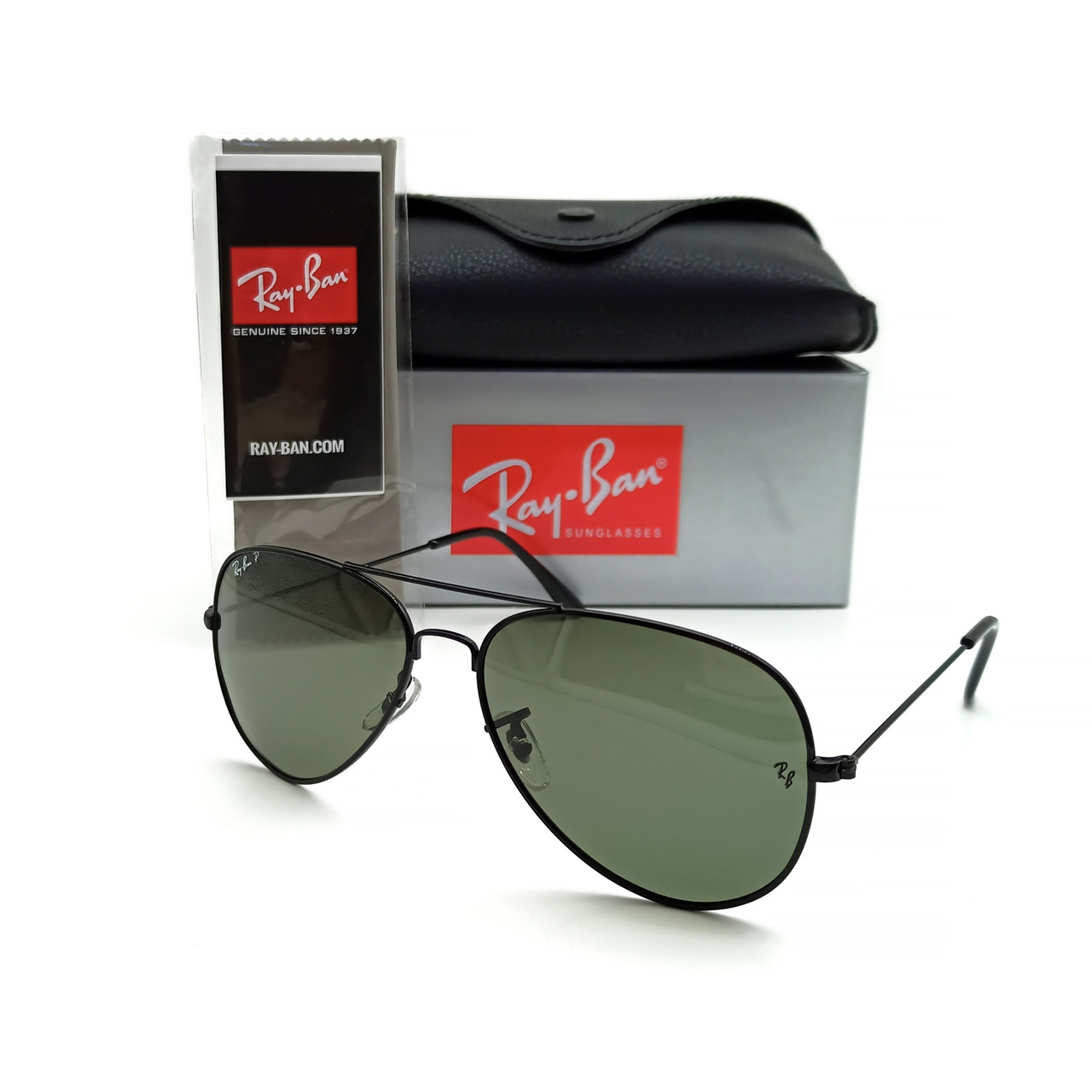 Окуляри Ray Ban Aviator 3026 зелені з поляризацією, фото 1