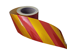 Світловідбивна стрічка самоклейка Жовто-червона 10 см 1м