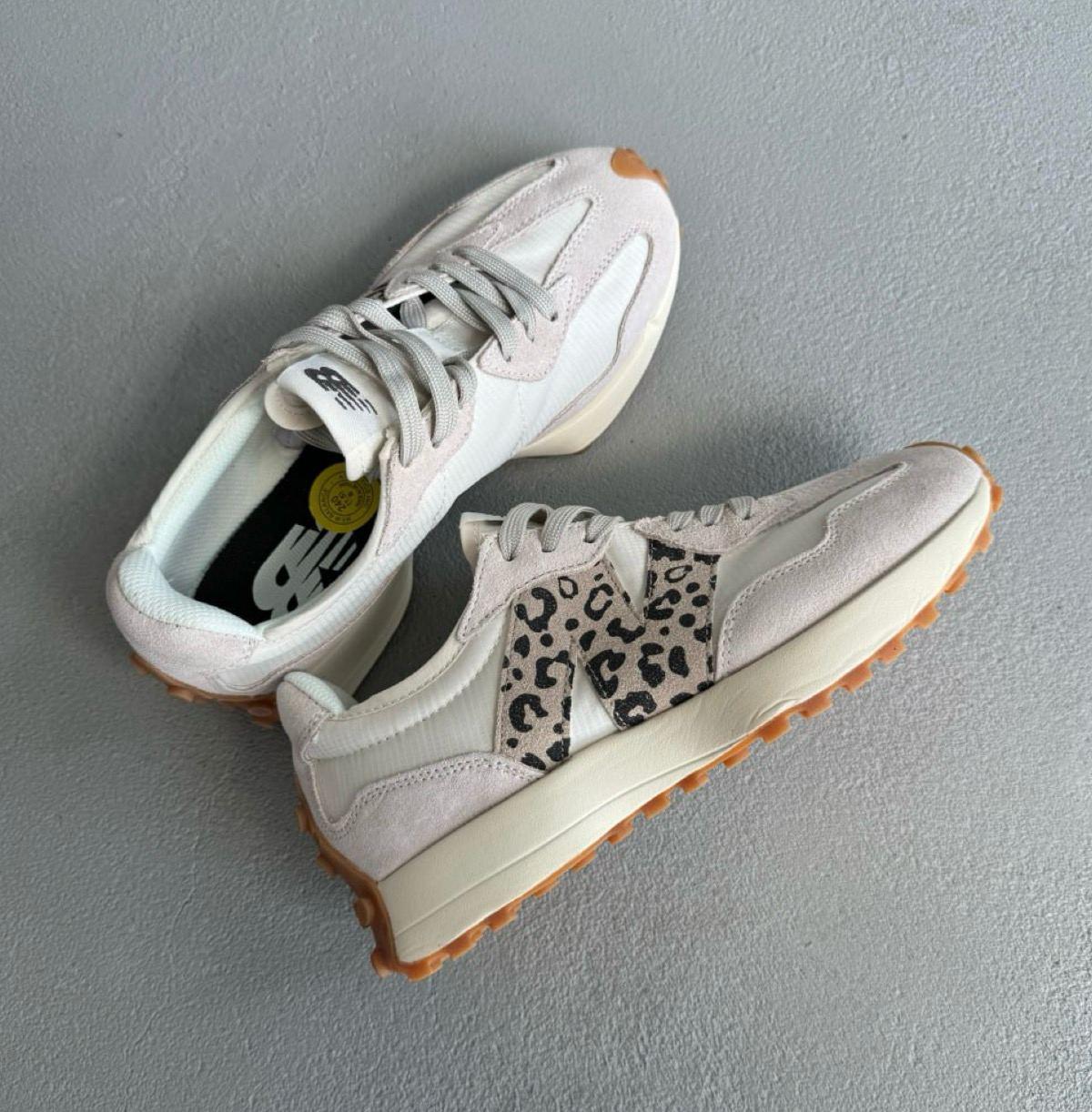 Жіночі кросівки New Balance 327 Beige Leopard Нью Беланс 327 бежеві лео замш текстиль