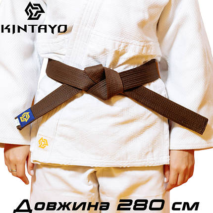 Пояс для кімоно дзюдо Judo Belt Kintayo Wazari Brown коричневий ширина 4,5 см 9 рядків довжина 280 см зріст 180 см, фото 1