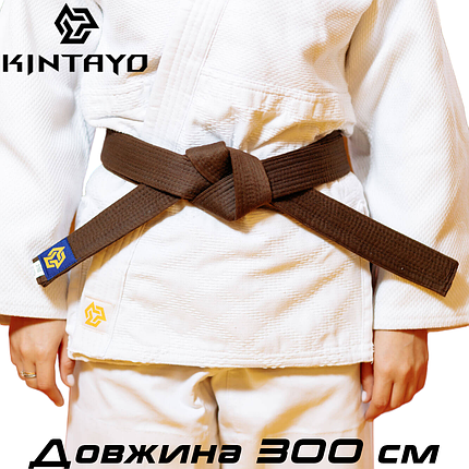 Пояс для кімоно дзюдо Judo Belt Kintayo Wazari Brown коричневий ширина 4,5 см 9 строк довжина 300 см зріст 190 см, фото 1