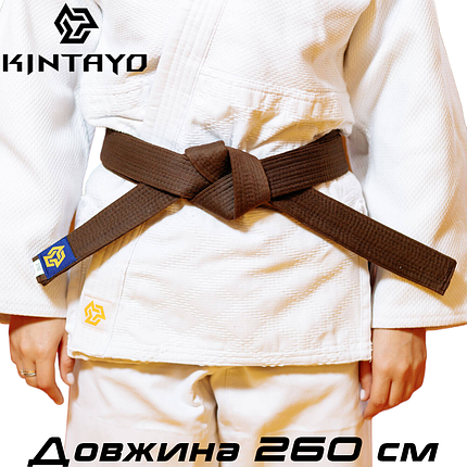 Пояс для кімоно дзюдо Judo Belt Kintayo Wazari Brown коричневий ширина 4,5 см 9 рядків довжина 260 см зріст 170 см, фото 1