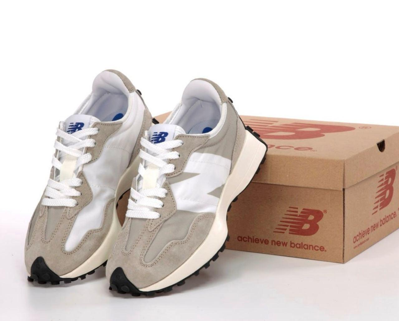 Жіночі кросівки New Balance 327 White Dark Beige Нью Беланс 327 білі замш текстиль демісезон унісекс