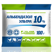 АЛЬБЕНДАЗОЛ УЛЬТРА 10% ПОРОШОК УПАКОВКА 100г ОЛКАР