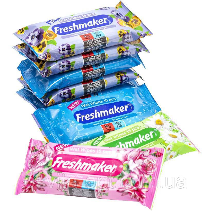 Волога серветка "Freshmaiker" flower pocket 15шт