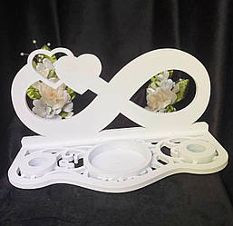 Свічник весільний потрійний для Сімейного вогнища Білий Дерев'яний весільний свічник