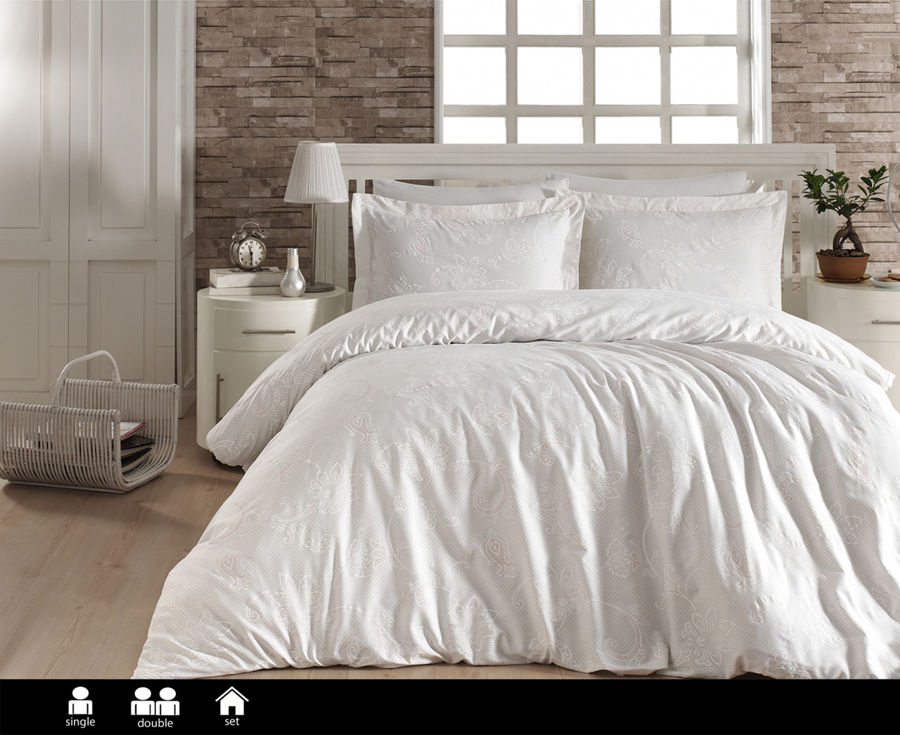 Постільна білизна First Choice Cotton Satin 200x220 Carmina White