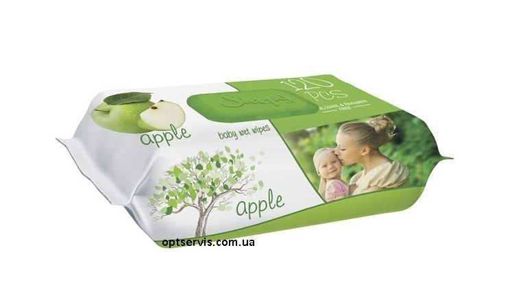 Вологі серветки Sleepy Apple з клапаном 120 шт