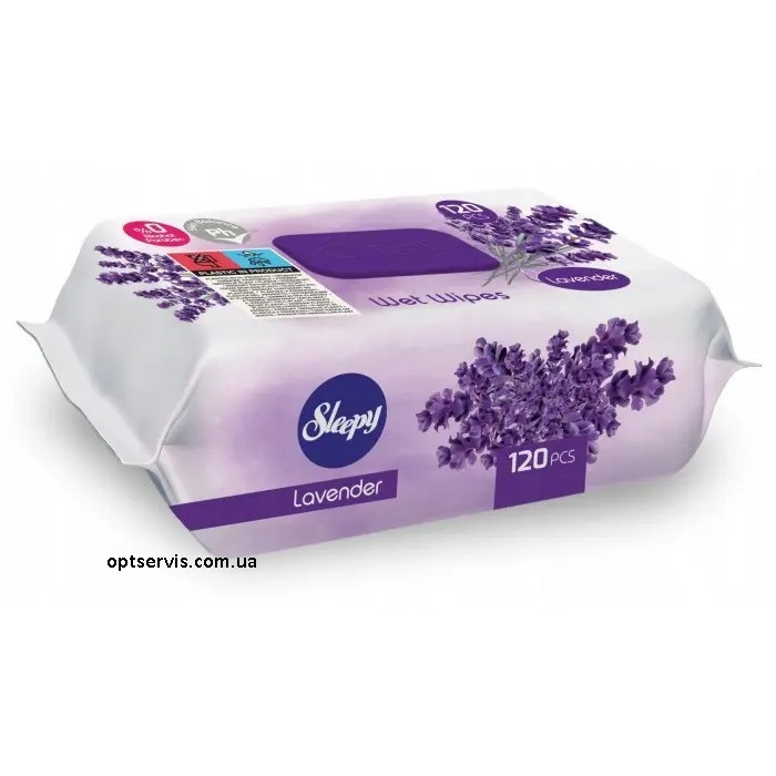 Вологі серветки Sleepy Lavender з клапаном 120 шт