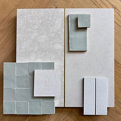 Зеленый — универсальный цвет, который легко сочетается с холодными и теплыми палитрами. От цвета шалфея до бледно-мятного сочетается с оттенками белого и серого в величественной кварцевой и мраморной плитке.