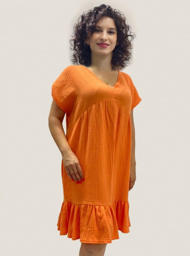 Жіноча яскрава сукня муслін бавовна апельсинового кольору від українського виробника Bonita 52, фото 1