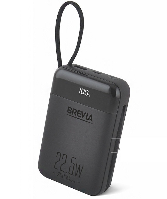 Повербанк Brevia 20000mAh 22.5W Type-C+Lightning Cable, Li-Pol, LCD Power Bank