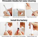 Тример для брів на обличчі з формувачем брів, гнучкою поворотною головкою, напрямною гребінцем та щіточкою для чищення, фото 6