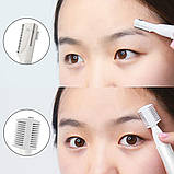 Тример для брів на обличчі з формувачем брів, гнучкою поворотною головкою, напрямною гребінцем та щіточкою для чищення, фото 7