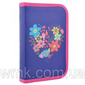 Пенал твердый одинарный №531656 Flowers blue 20.5*13*3.2см, фото 1