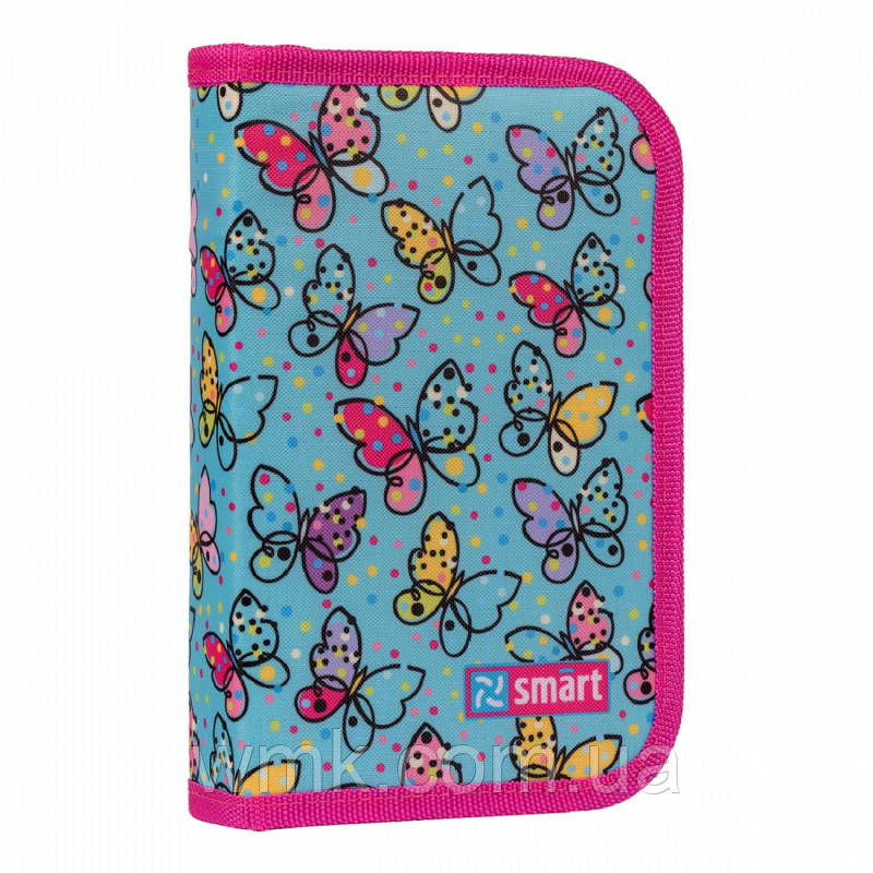 Пенал твер. SMART одинар.2 клап. HP-04  Bright butterfliesl , блак. 532835