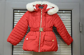 Куртка-пальто зимова для дівчинки червона 110