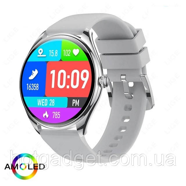 Смарт-годинник LEMFO MT55 Silver (тонометр, пульсоксиметр, дзвінки) Amoled екран