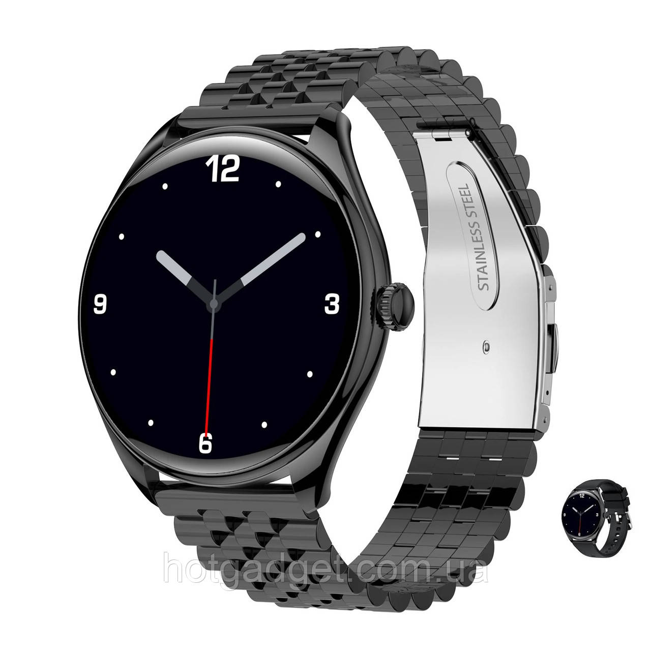 Смарт-годинник LEMFO MT55 Black (тонометр, пульсоксиметр, дзвінки) Amoled екран | 2 ремінці