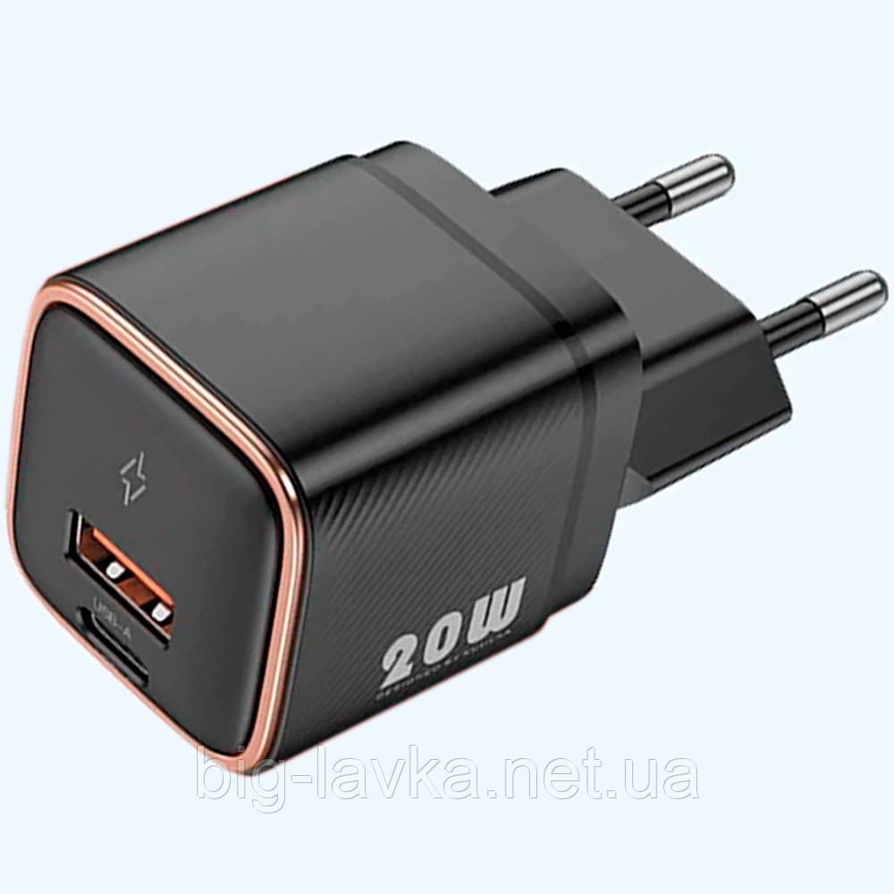 Блок живлення 20 Вт GaN USB типу C Чорний