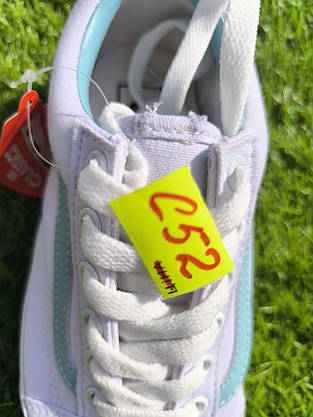 СКИДКА 38 р Кеди БІЛІ з блакитною смугою Vans Old Skool WHITE / Light Blue кросівки 2024 унісекс, фото 5